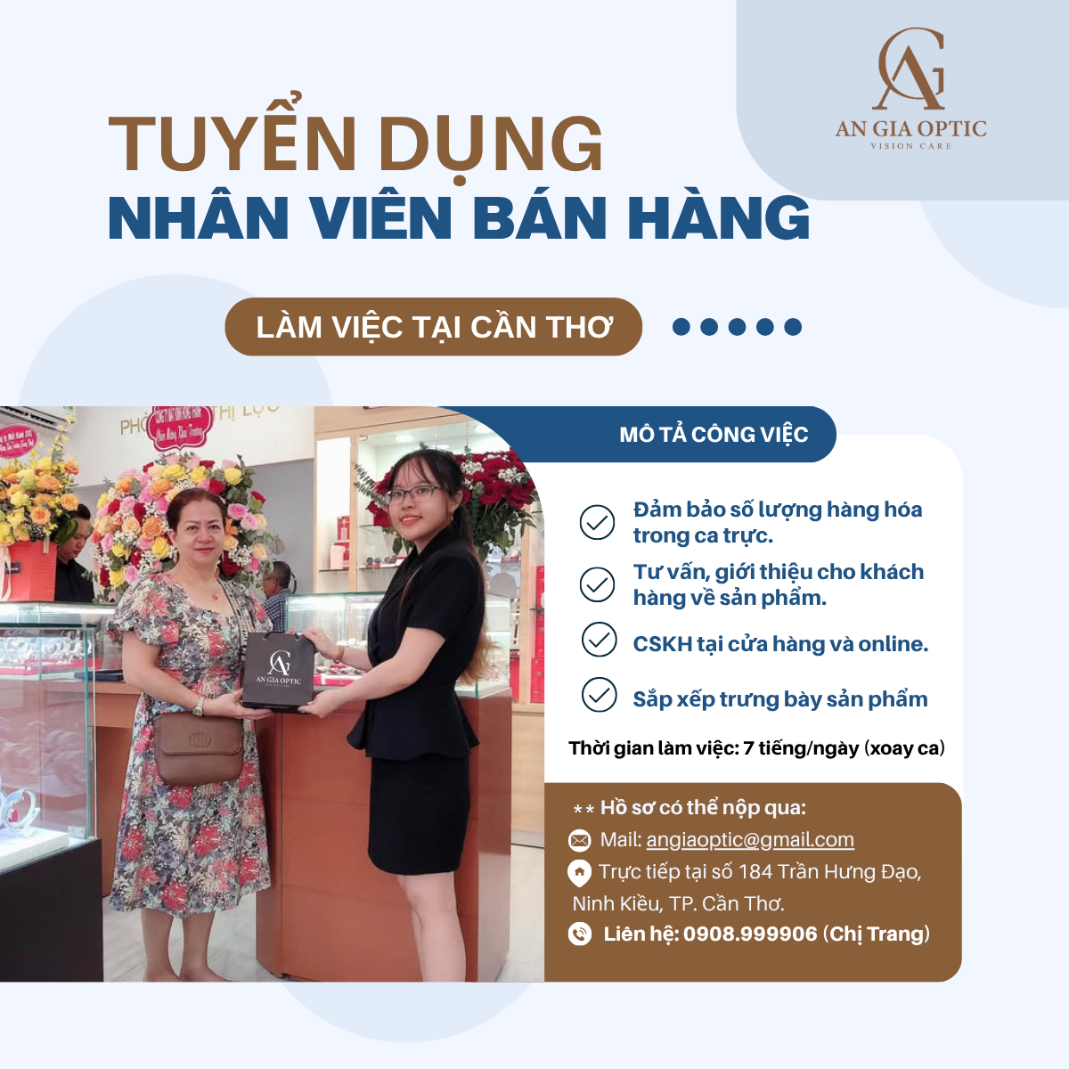 [AN GIA OPTIC  THÔNG BÁO TUYỂN NHÂN VIÊN ]